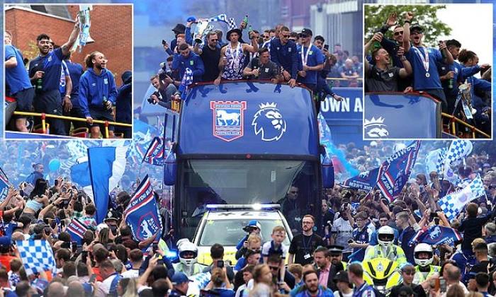 Ipswich celebrate Premier League promotion with open top bus parade