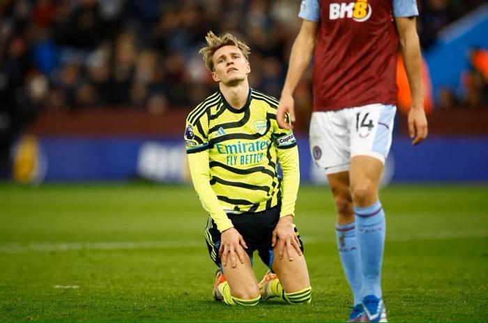 Martin Odegaard rues his missed chances in Arsenal's defeat to Aston Villa