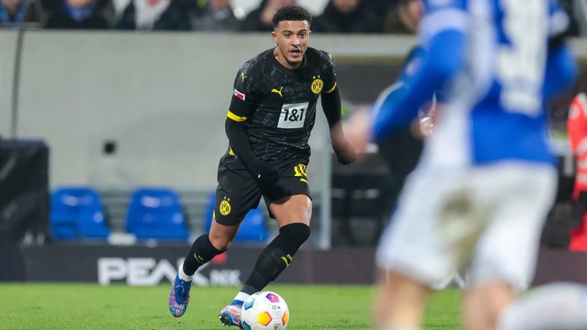 Jadon Sancho in action for Borussia Dortmund