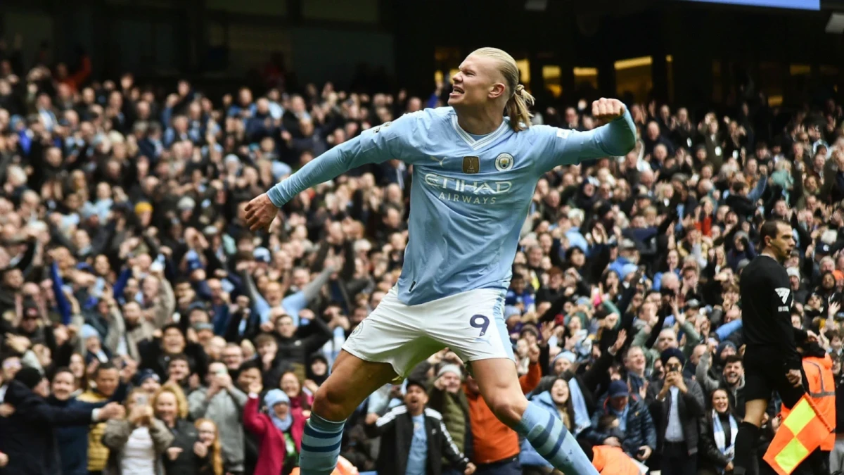 Erling Haaland scores for Man City v Everton 11 Feb, 2024