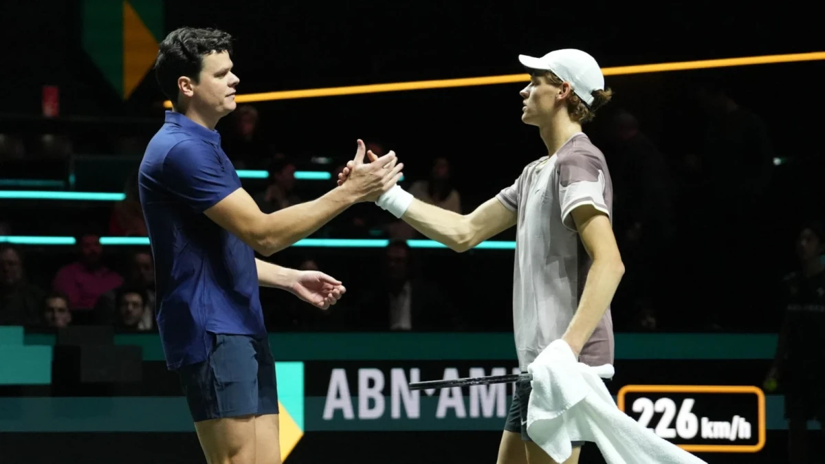 Jannik Sinner and Milos Raonic in Rotterdam