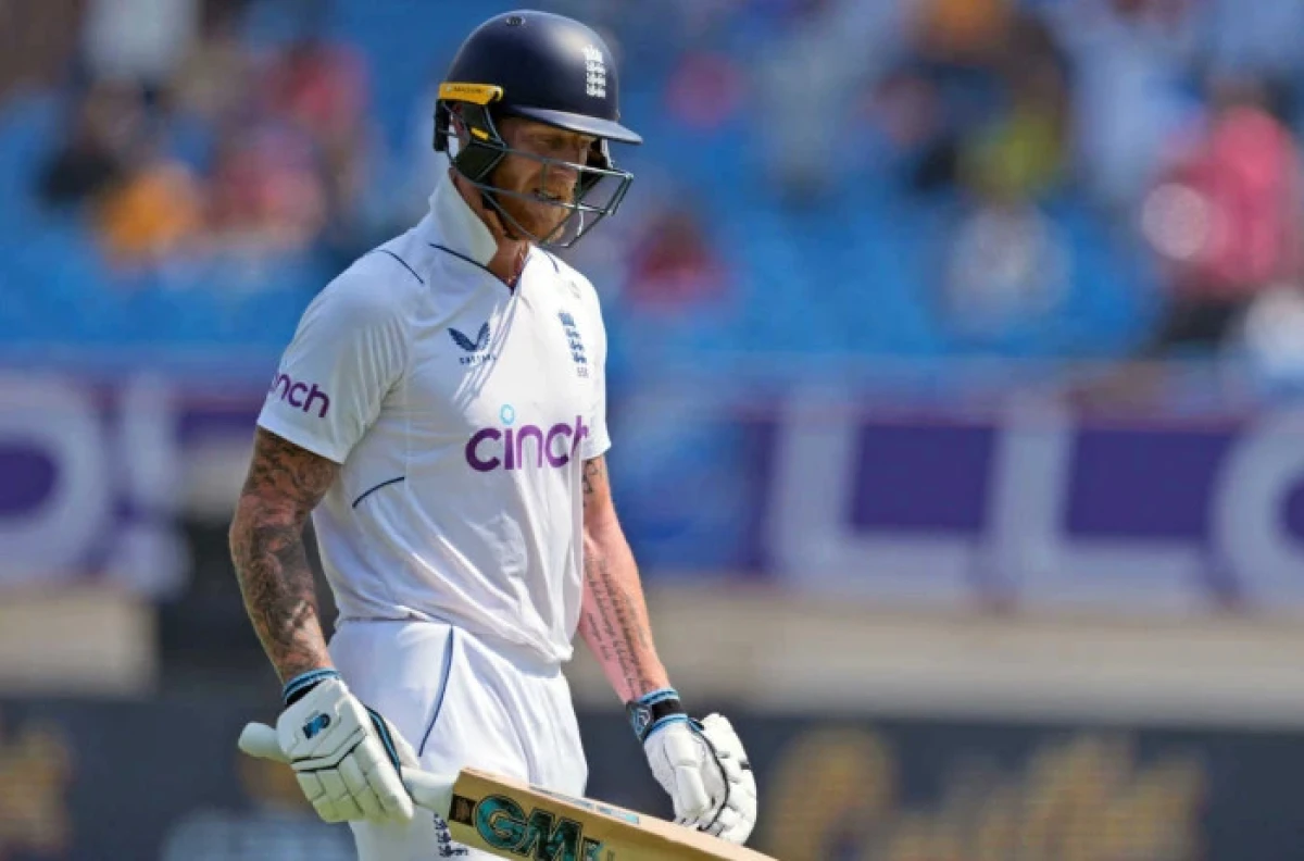 England's captain Ben Stokes after losing his wicket to India's Ravindra Jadeja - Feb 2024