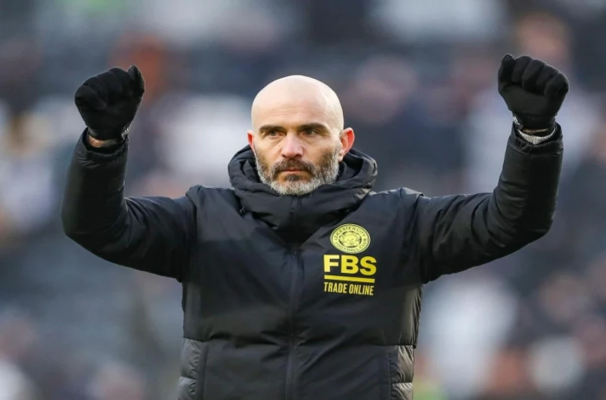 Leicester City manager Enzo Maresca gestures and celebrates