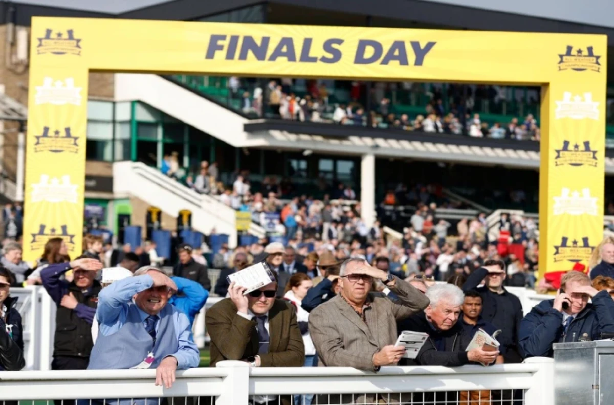 Racegoers watch the racing during the All Weather Championships Finals Day at Newcastle Racecourse