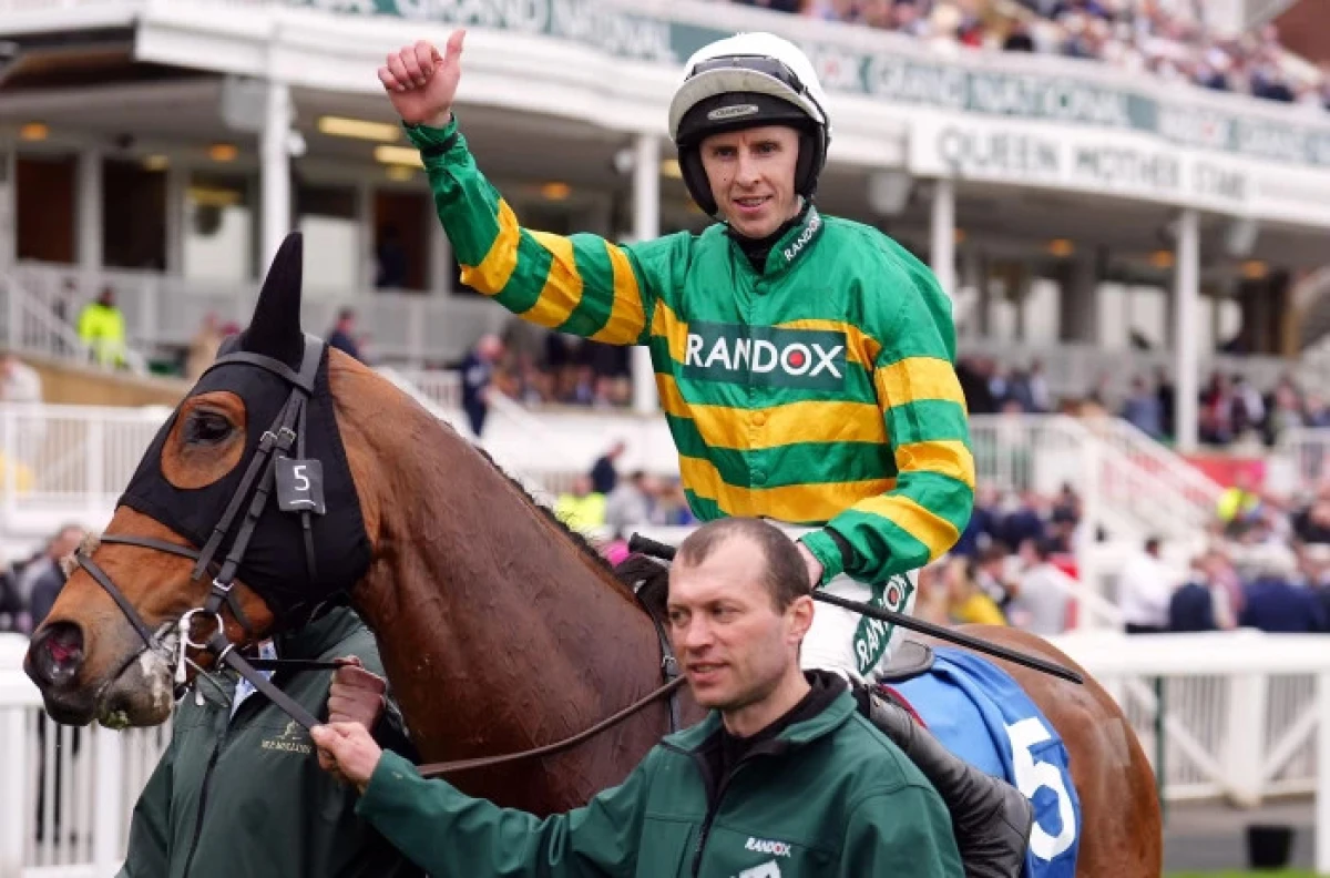 Mark Walsh celebrates winning the TrustATrader Top Novices' Hurdle with Mystical Power