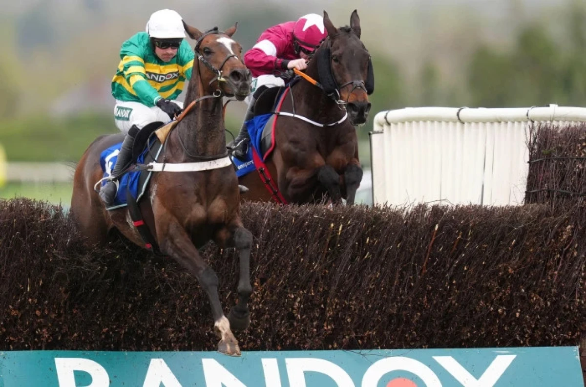 Jonbon ridden by Nico de Boinville (left) on their way to winning the Melling Chase