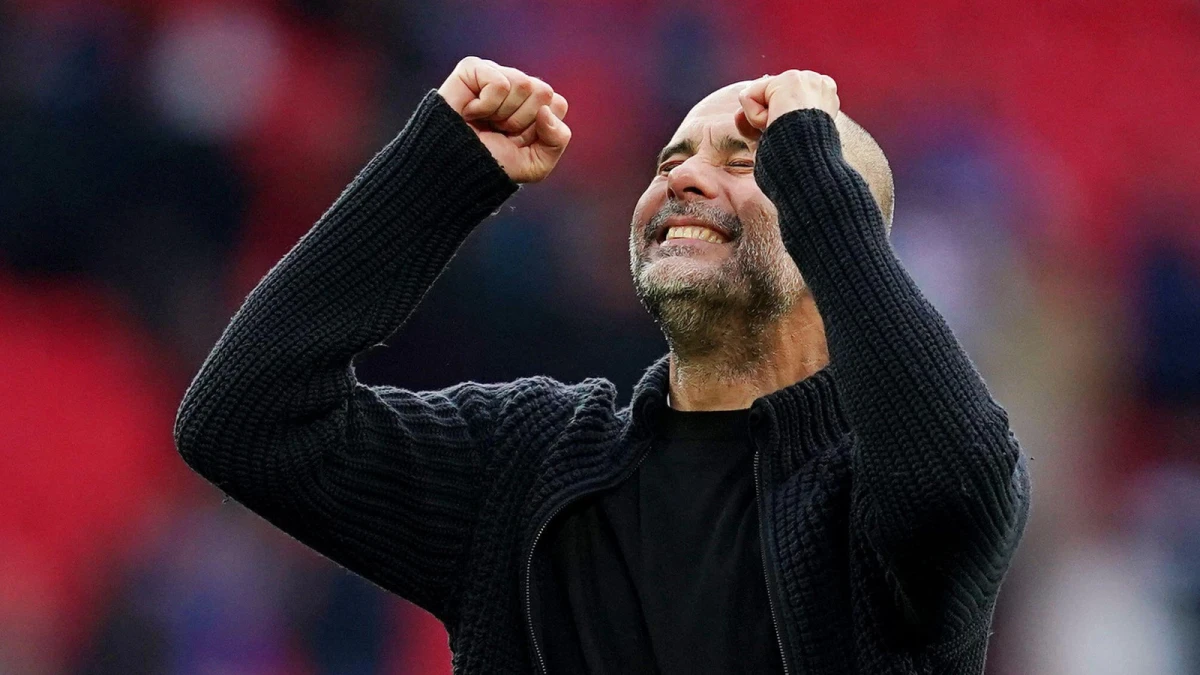 Manchester City manager Pep Guardiola celebrates