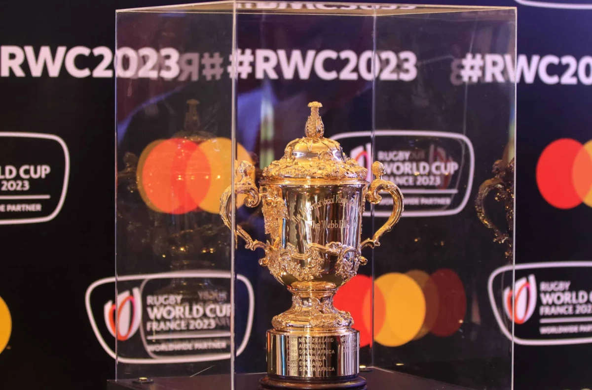 The Webb Ellis Cup shown to the public at Ceylonese Rugby & Football Club in Colombo - Feb 2023