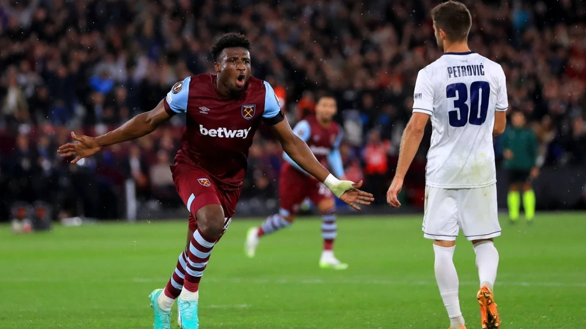 Mohammed Kudus celebrates scoring for West Ham
