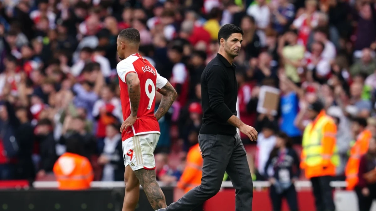 Gabriel Jesus and Mikel Arteta
