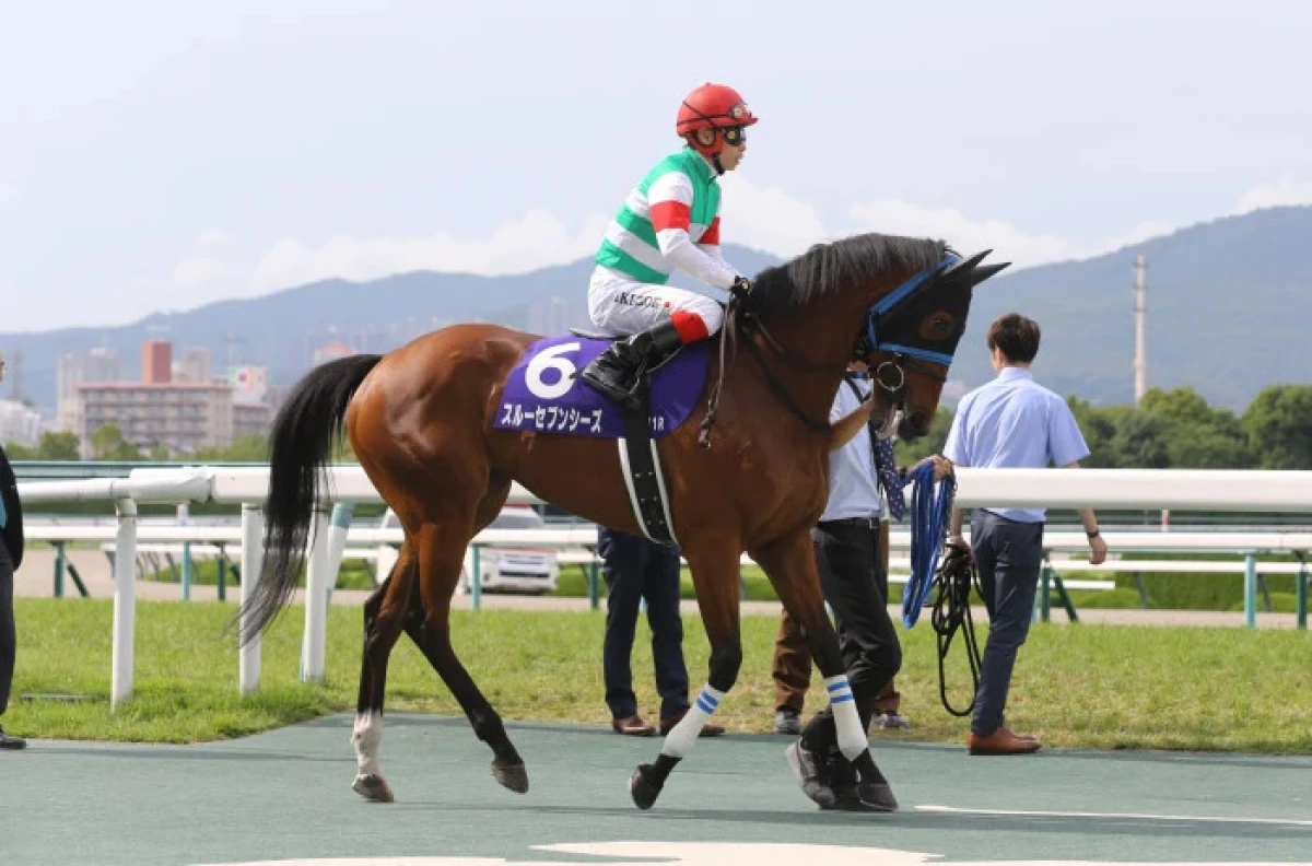Through Seven Seas and Kenichi Ikezoe before the Takarazuka Kinen at Hanshin Racecourse in Hyogo, Japan - June 2023