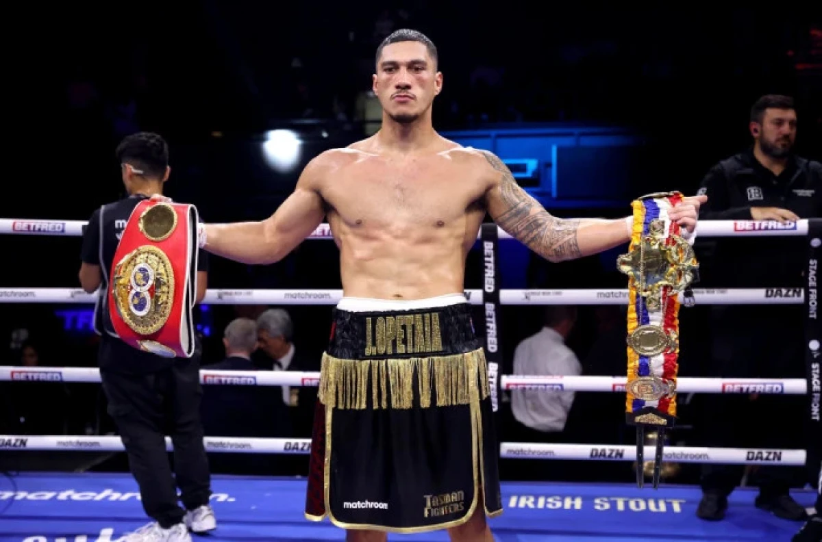 Jai Opetaia poses with his belts following the IBF World Cruiserweight Title Fight against Jordan ThompsonJai Opetaia poses with his belts following the IBF World Cruiserweight Title Fight ag