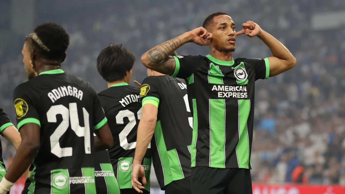 Joao Pedro of Brighton celebrates scoring