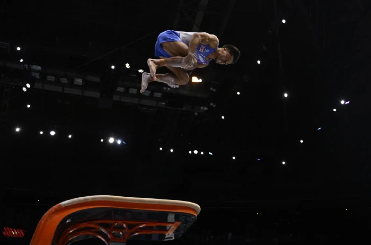 Jake Jarman pictured in action at the Artistic Gymnastics World Championships, in Antwerp - Oct 2023