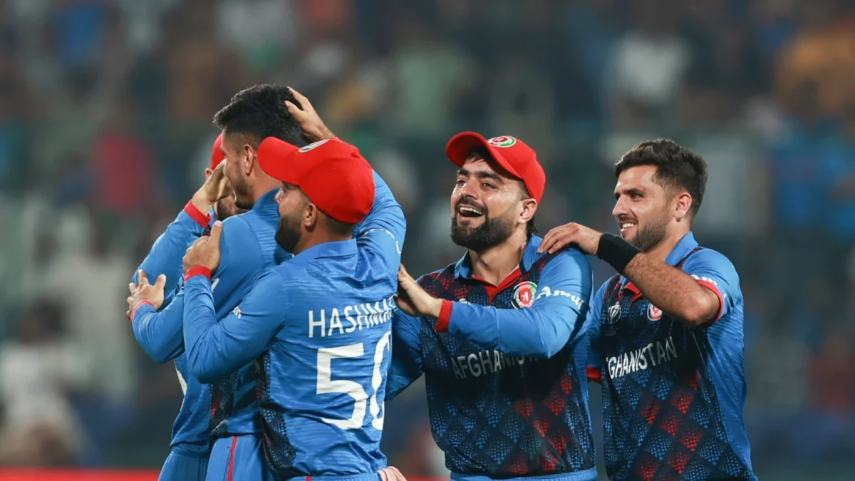 Afghanistan celebrate vs England World Cup 2023