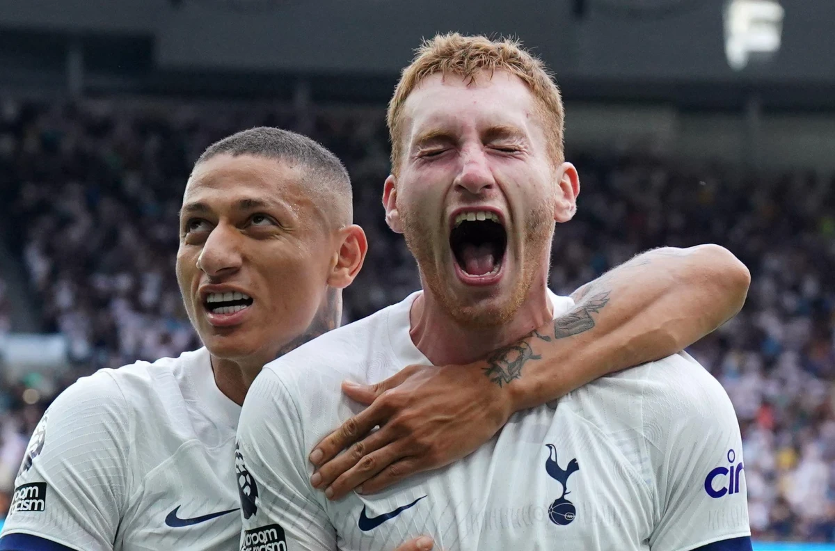 Tottenham Hotspur's Dejan Kulusevski (right) celebrates with Richarlison
