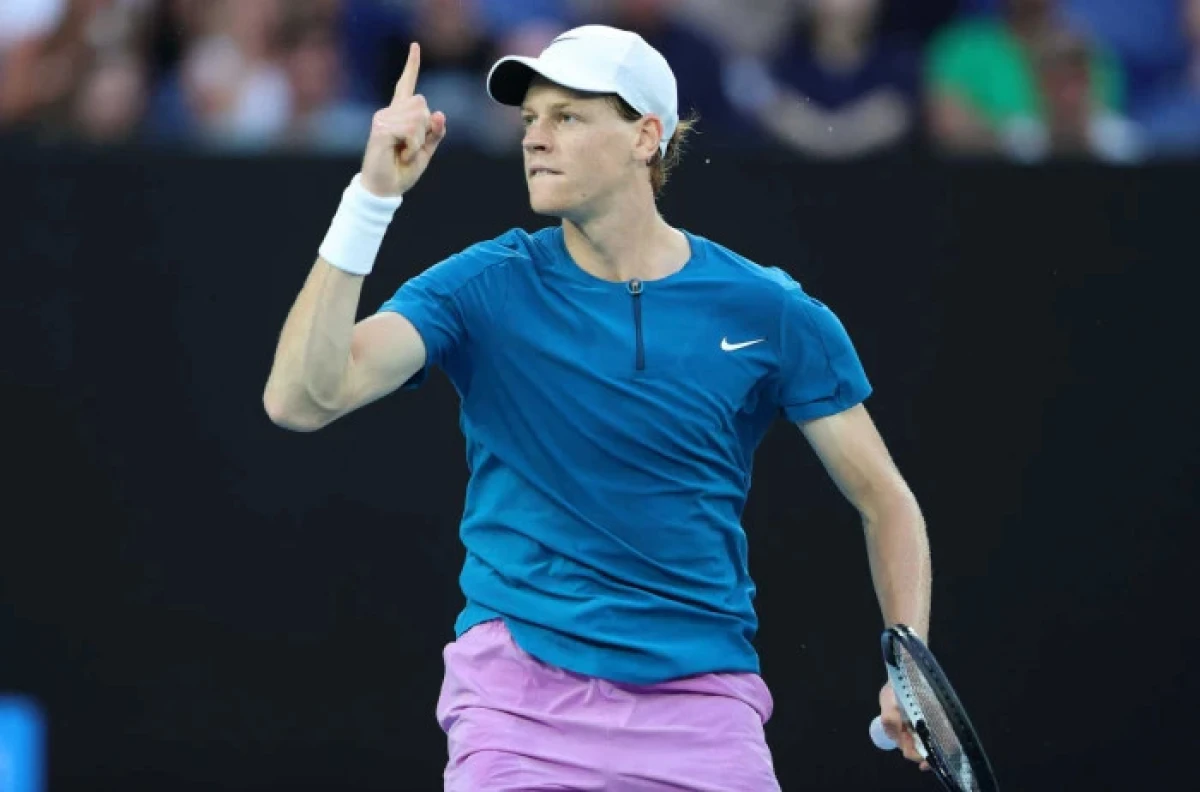 Jannick Sinner of Italy reacts during round 4 match between Stefanos Tsitsipas of Greece at the Australian Open - Jan 2023