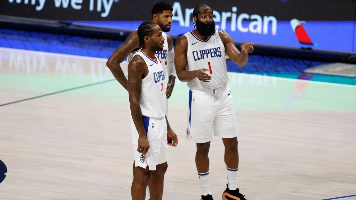 Kawhi Leonard, Paul George and James Harden