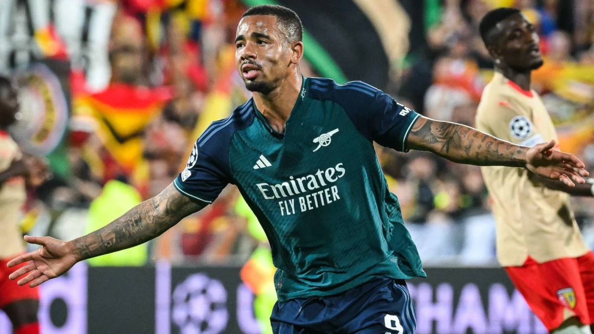 Gabriel Jesus scores against Lens