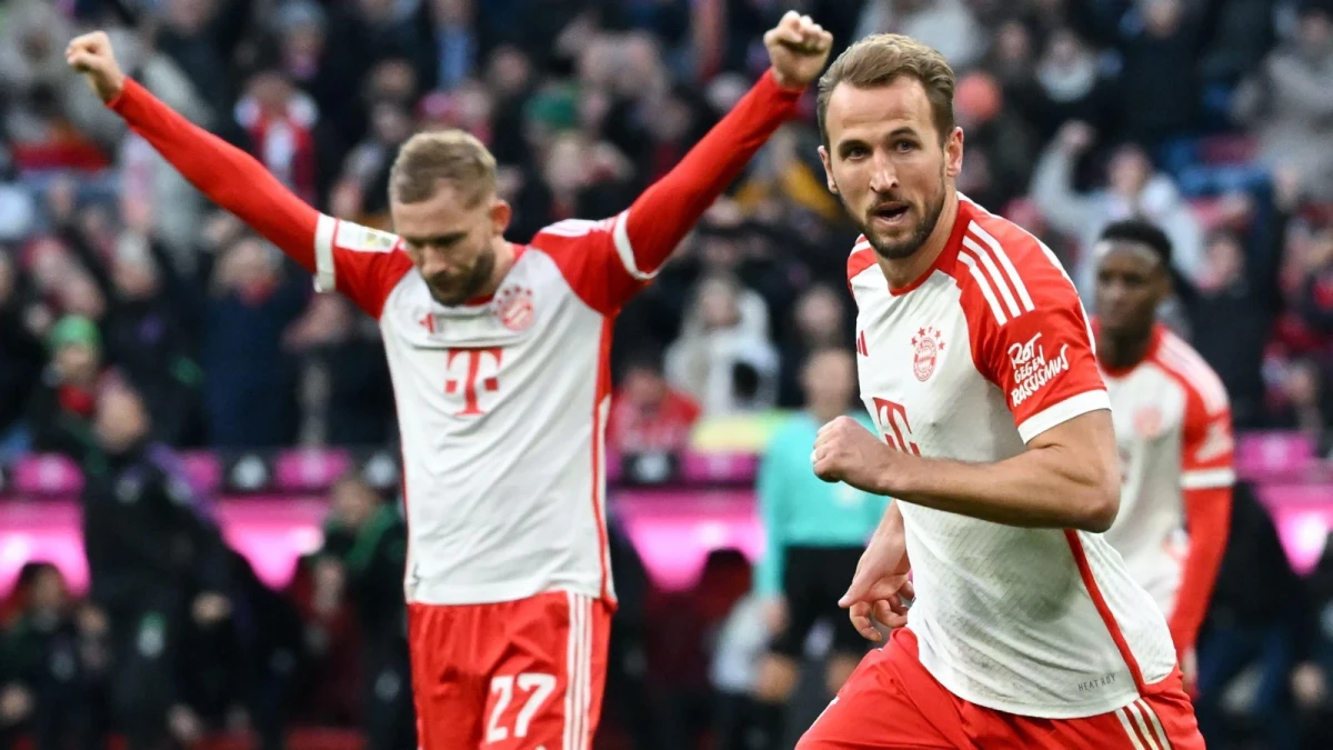 Harry Kane celebrates against Heidenheim