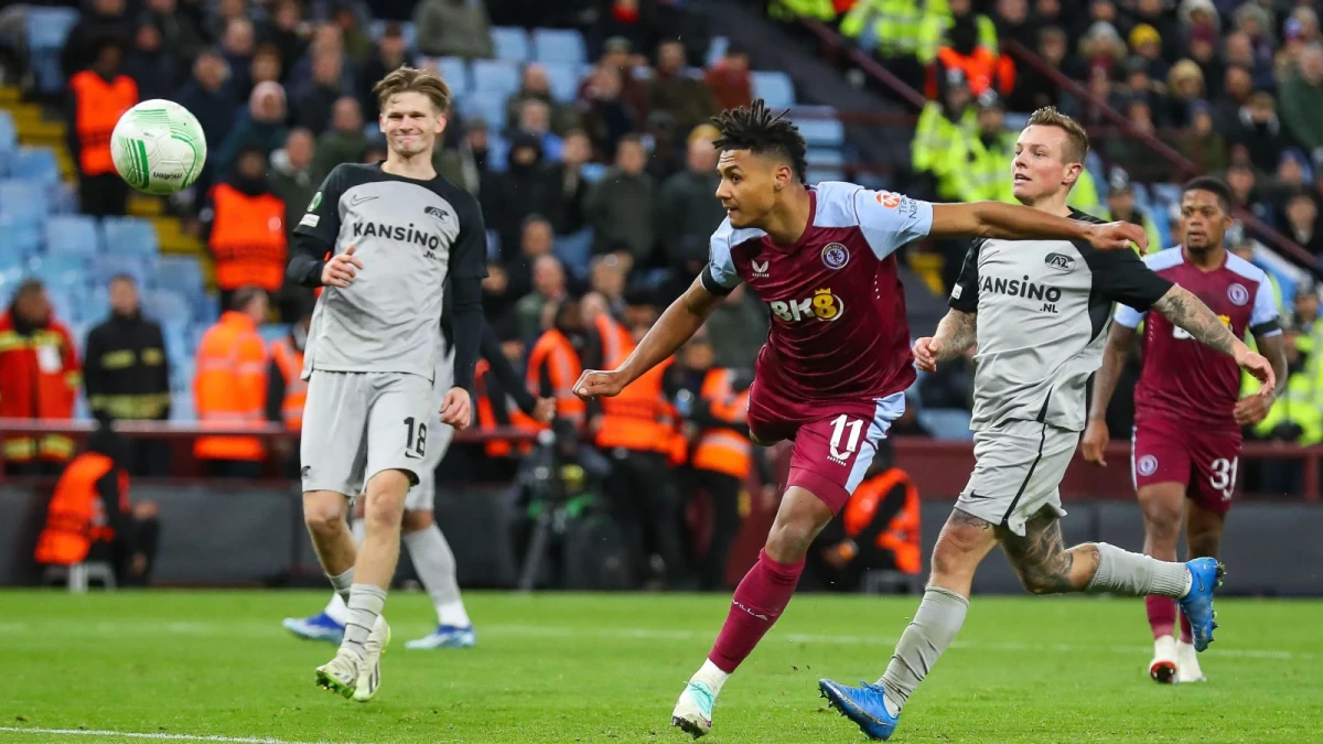 Ollie Watkins scores against AZ Alkmaar