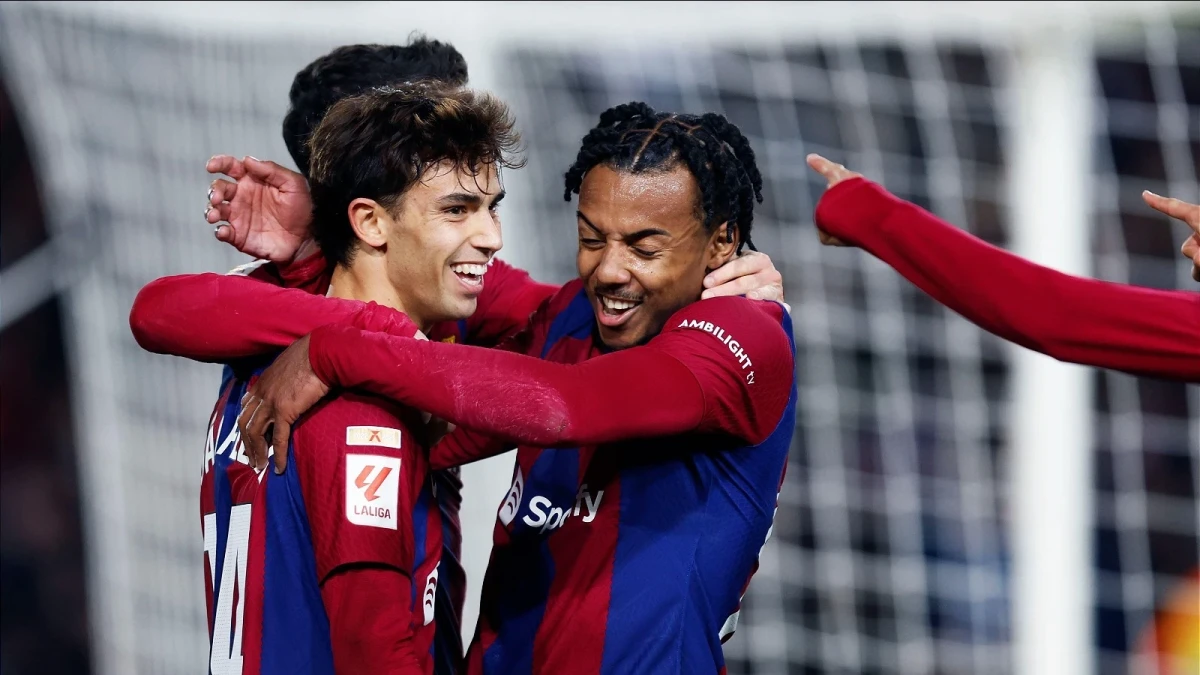 Joao Felix celebrates scoring for Barcelona