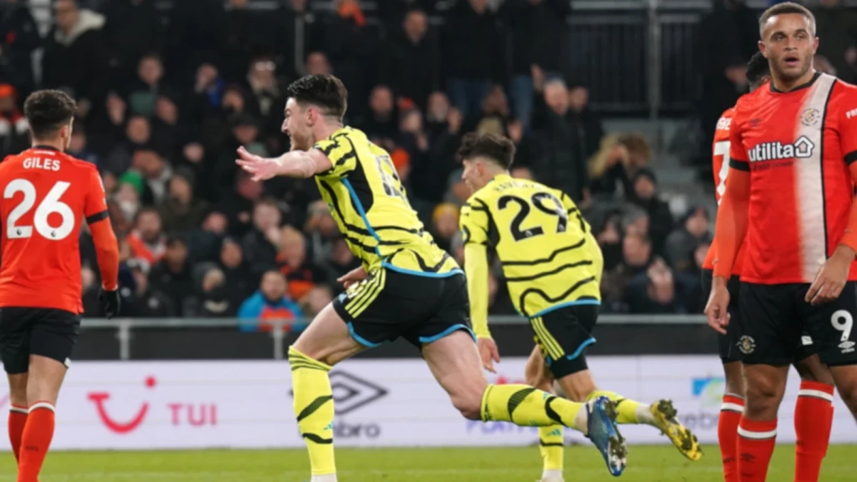 Declan Rice celebration v Luton