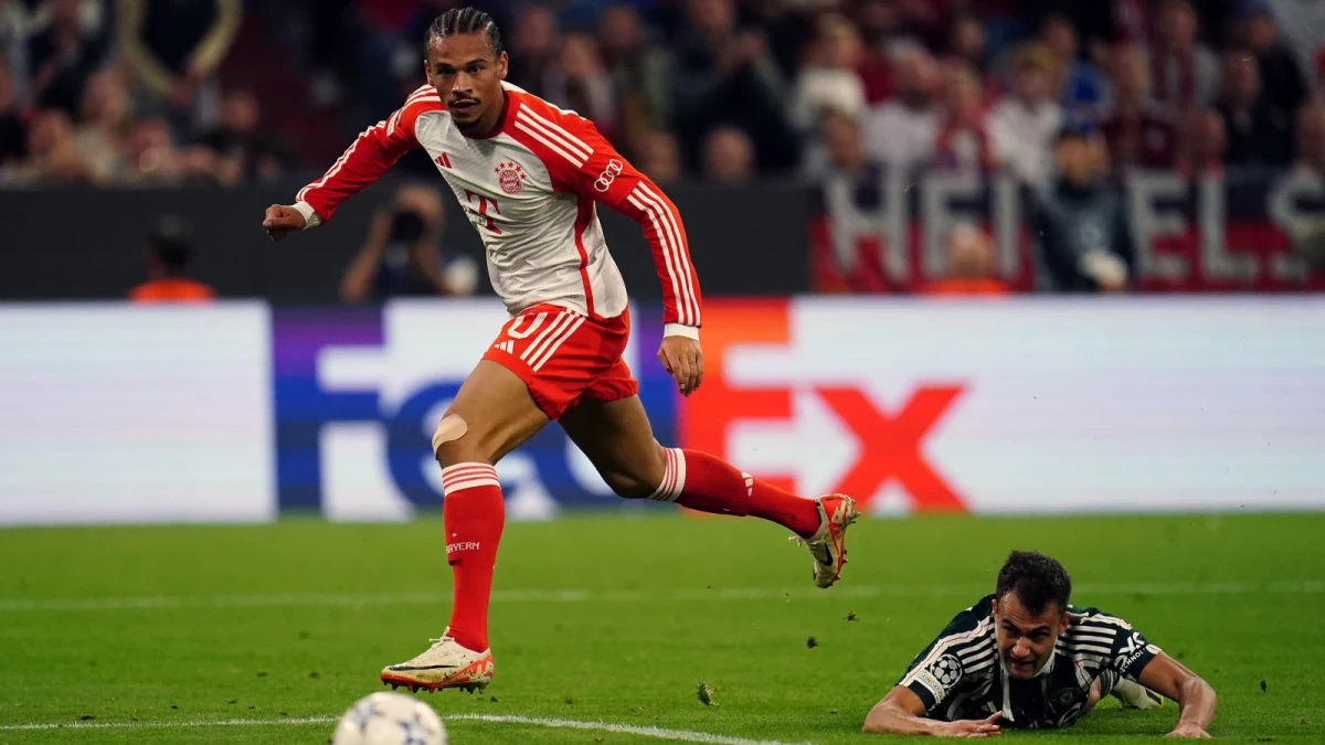 Leroy Sane scores for Bayern Munich against Man Utd