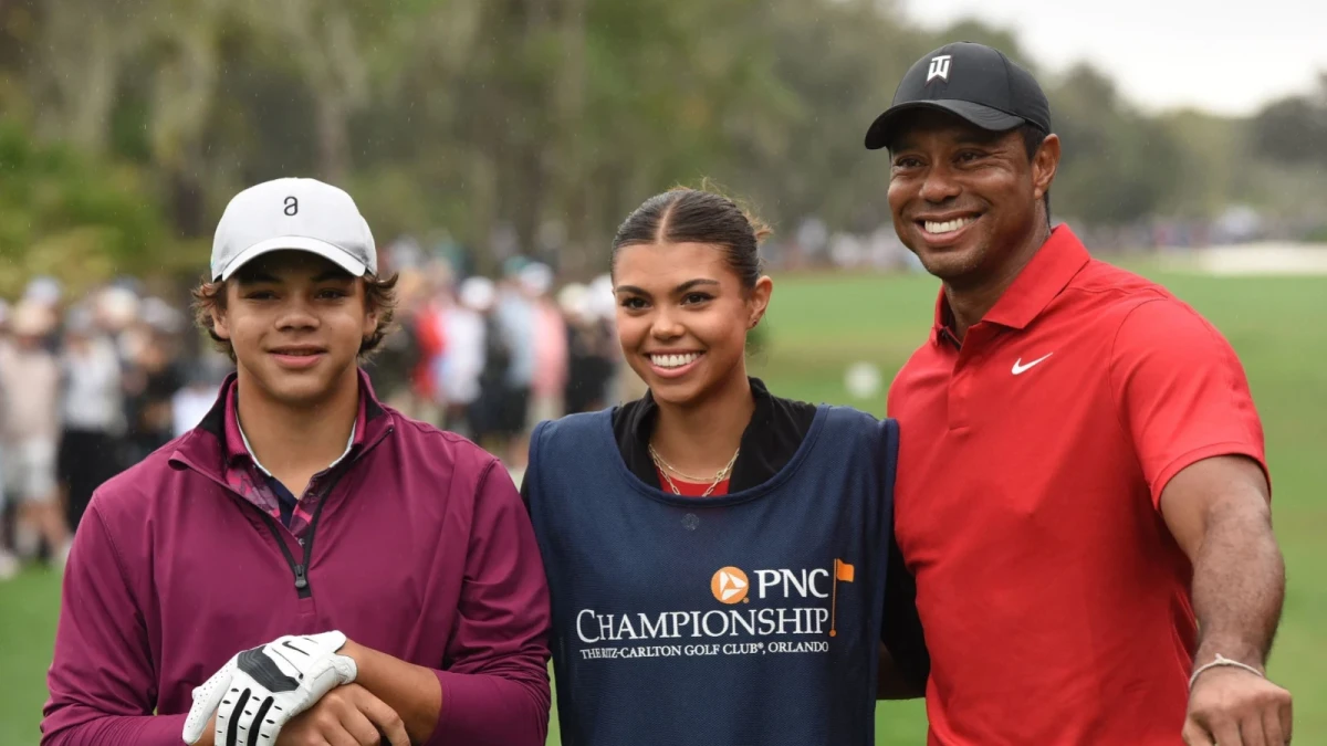 Tiger Woods with son and daughter