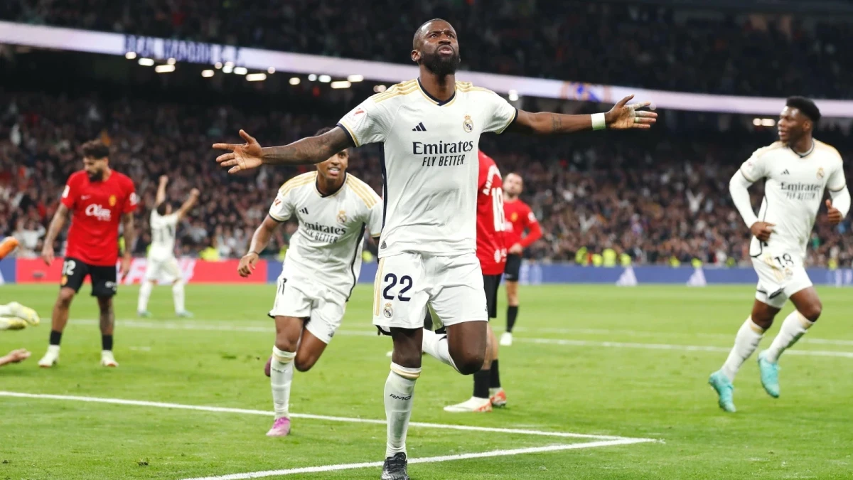 Antonio Rudiger celebrates scoring for Real Madrid