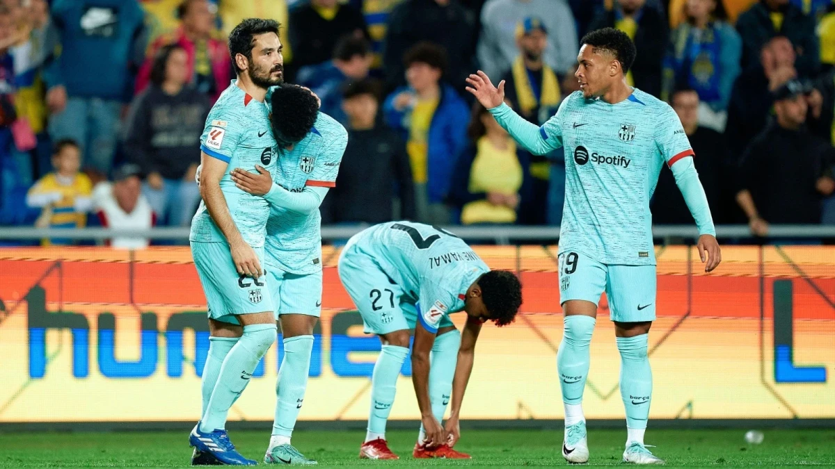 Ilkay Gundogan of FC Barcelona celebrates his goal