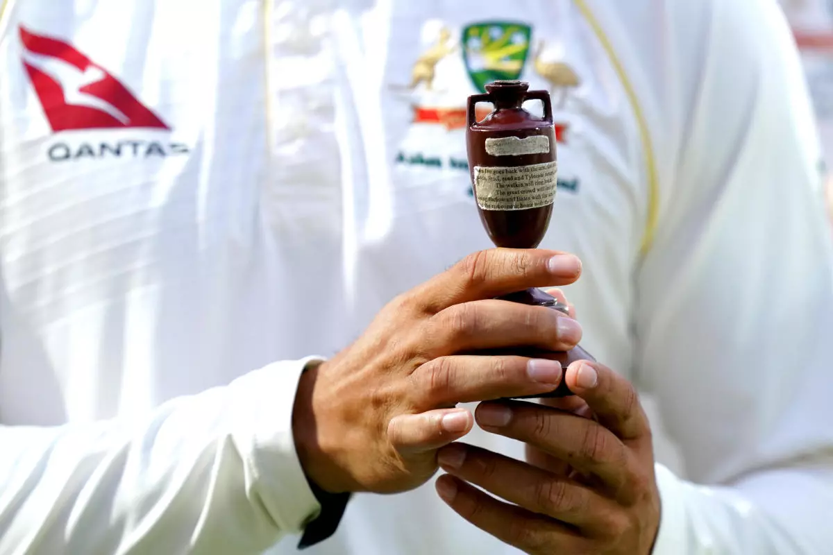 A detailed view of the Ashes urn as Australia celebrate retaining the Ashes - Sept 2019
