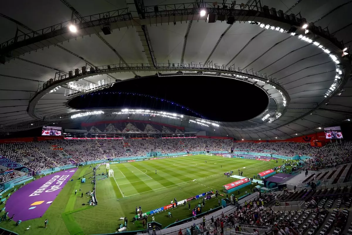 A general view ahead of the FIFA World Cup Group F match at the Khalifa International Stadium