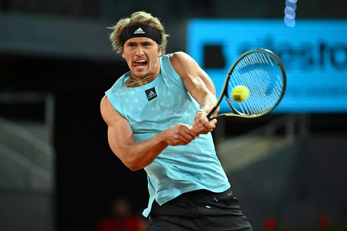 Alexander Zverev (GER) during his quarter final round match at the Mutua Madrid Open