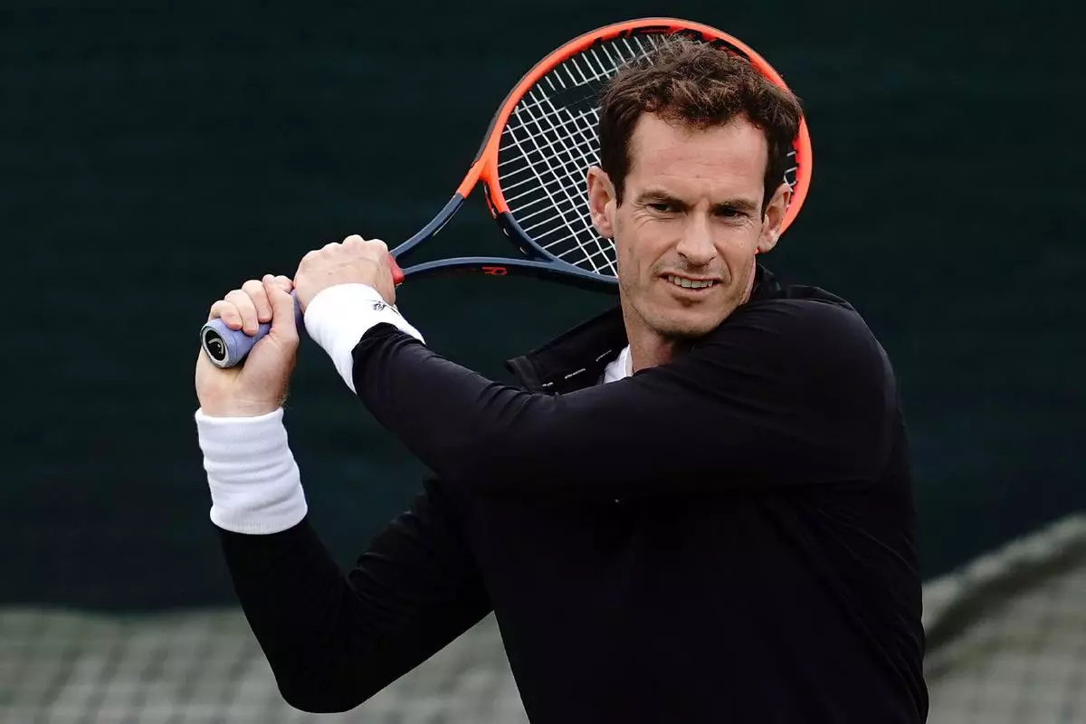 Andy Murray on the practice courts on day one of the 2023 Wimbledon Championships
