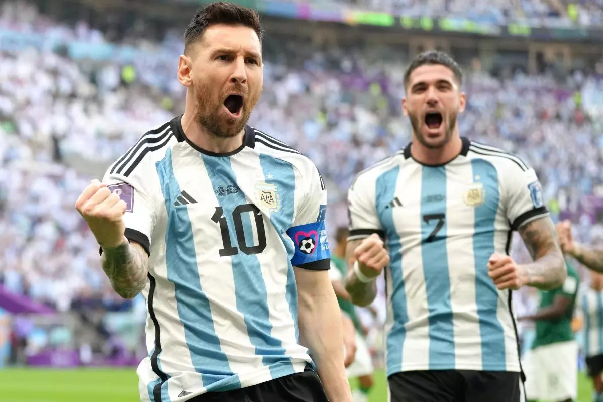 Argentina's Lionel Messi celebrates scoring