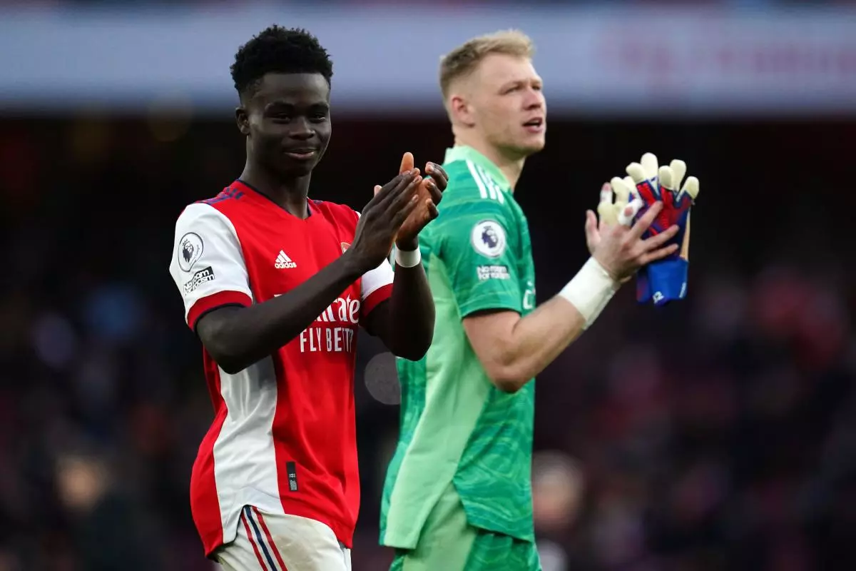 Arsenal's Bukayo Saka and Aaron Ramsdale