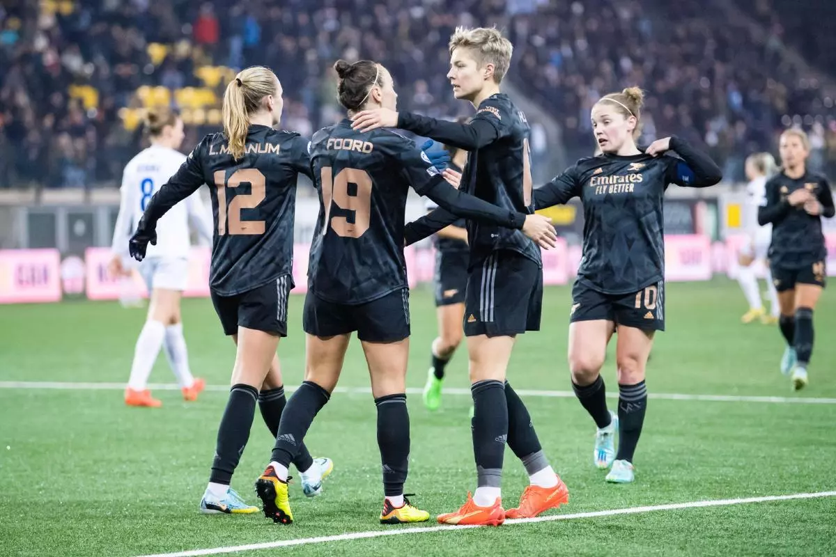 Women's Champions League, Zurich vs Arsenal, Caitlin Foord celebrates her goal