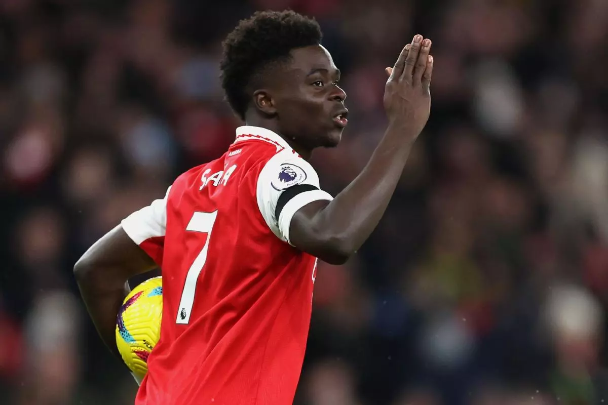 Arsenal's Bukayo Saka celebrates scoring