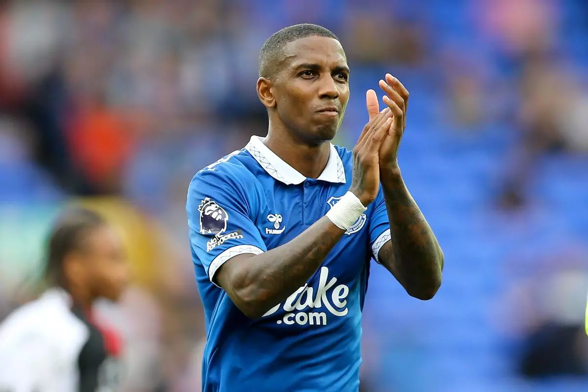 Ashley Young of Everton shows his appreciation to the fans at the end of a Premier League game - Aug 2023