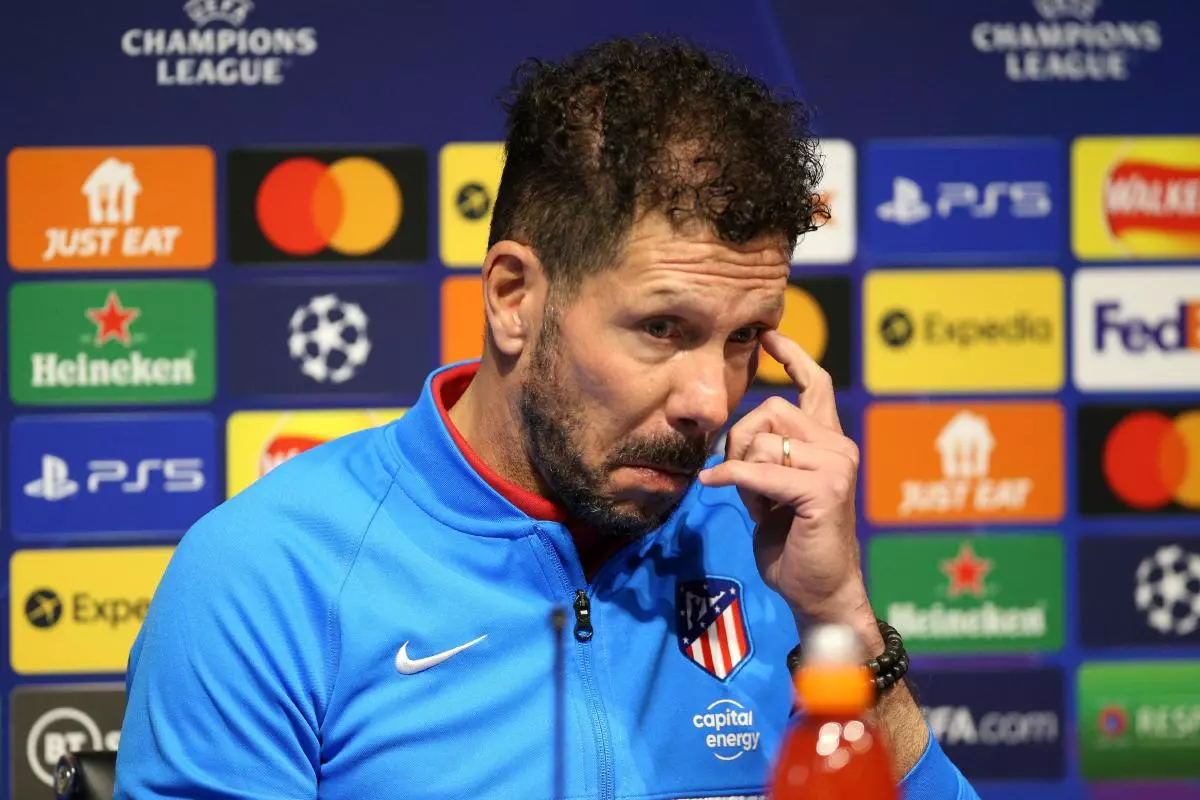 Atletico Madrid manager Diego Simeone during a press conference at the Etihad Stadium, Manchester.