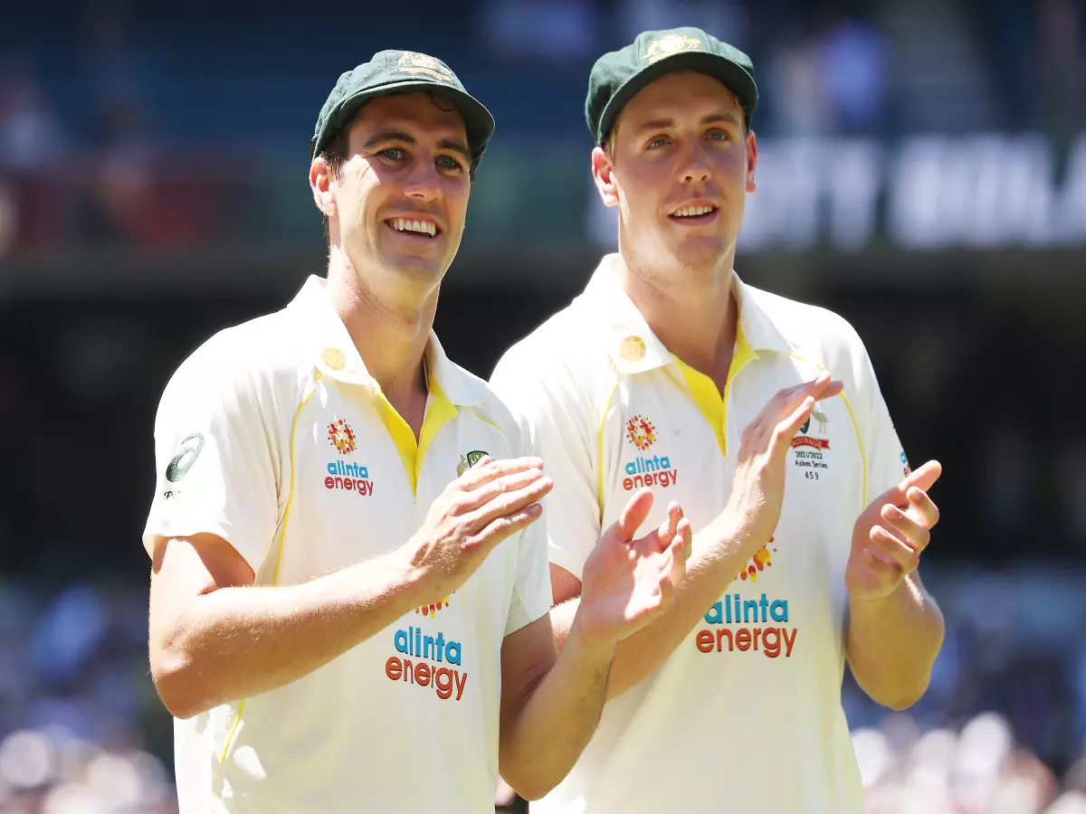 Australia's Pat Cummins and Cameron Green during day three of the third Ashes test at the Melbourne Cricket Ground, Melbourne. Picture date: Tuesday December 28, 2021