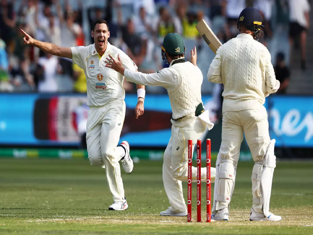 Australia's Scott Boland dismissed England's Jack Leach on day two of the third Ashes Test