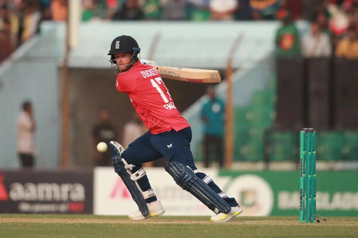 Ben Duckett during Bangladesh-England 1st T20I match of three match series at Zahur Ahmed Chowdhury Cricket Stadium - Mar 2023