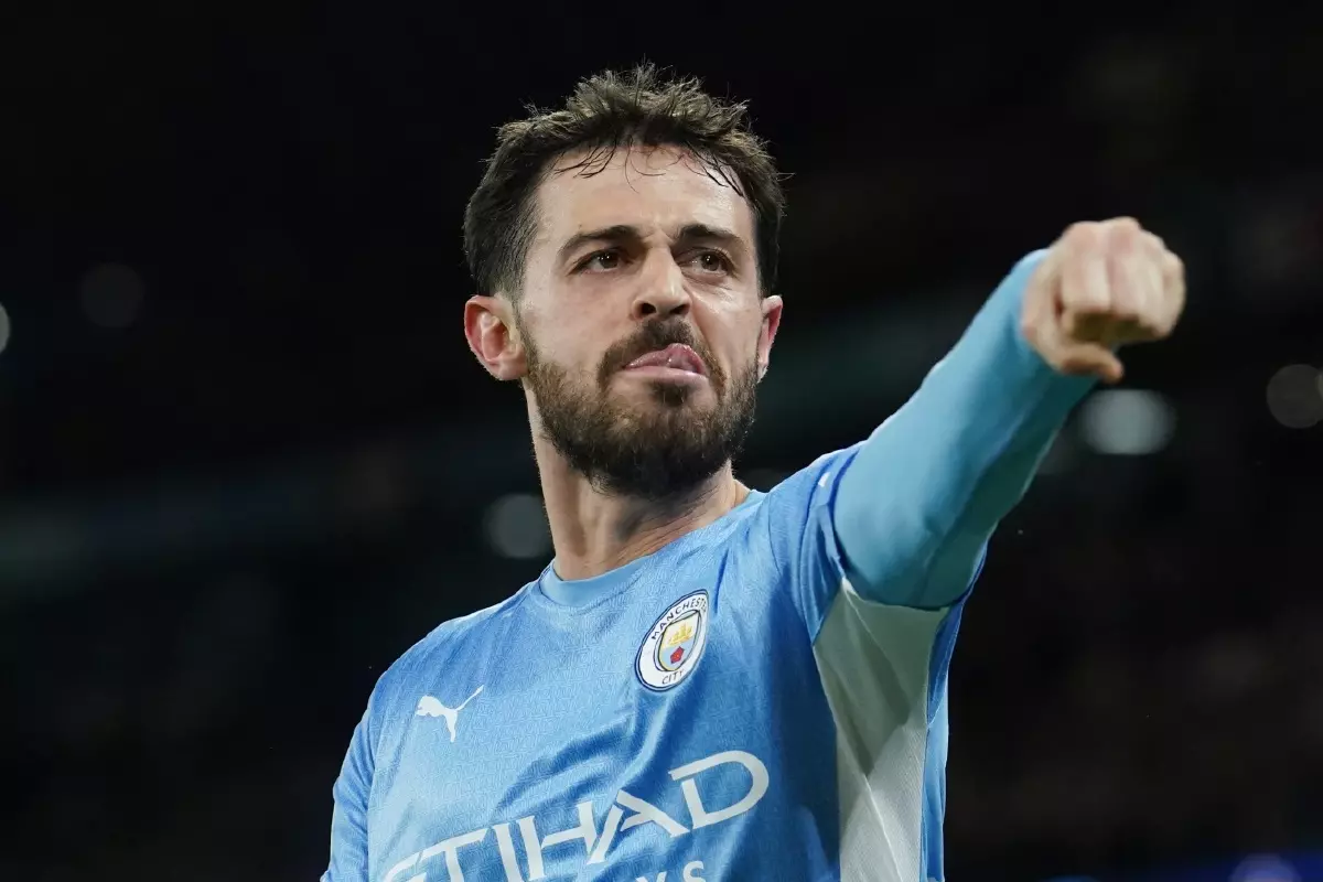 Bernardo Silve celebrates his goal in th Champions League semi-final first leg against Real Madrid