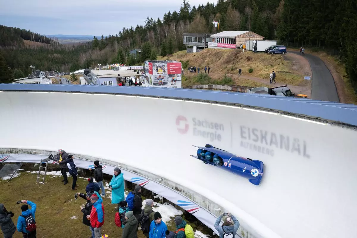 Brad Hall, Arran Gulliver, Taylor Lawrence and Greg Cackett from Great Britain bobsleigh team
