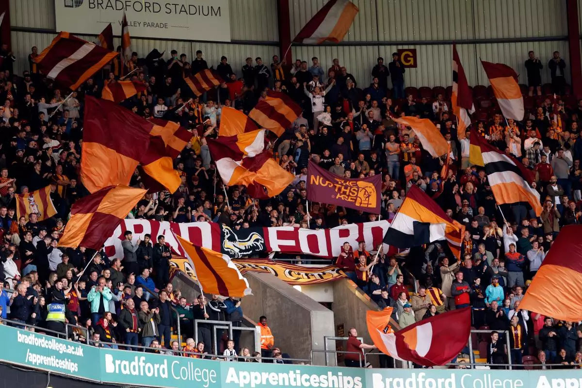 Bradford City fans in the stands show their support