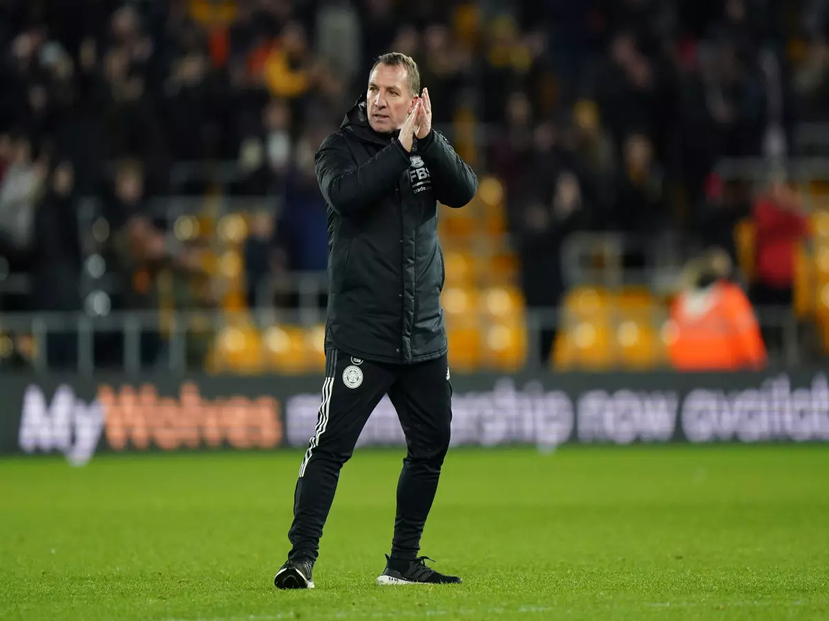 Brendan Rodgers applauds the Leicester fans following Wolves defeat