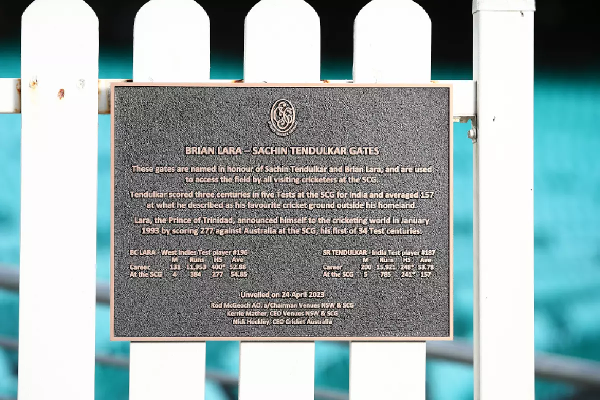 Brian Lara and Sachin Tendulkar plaque at SCG