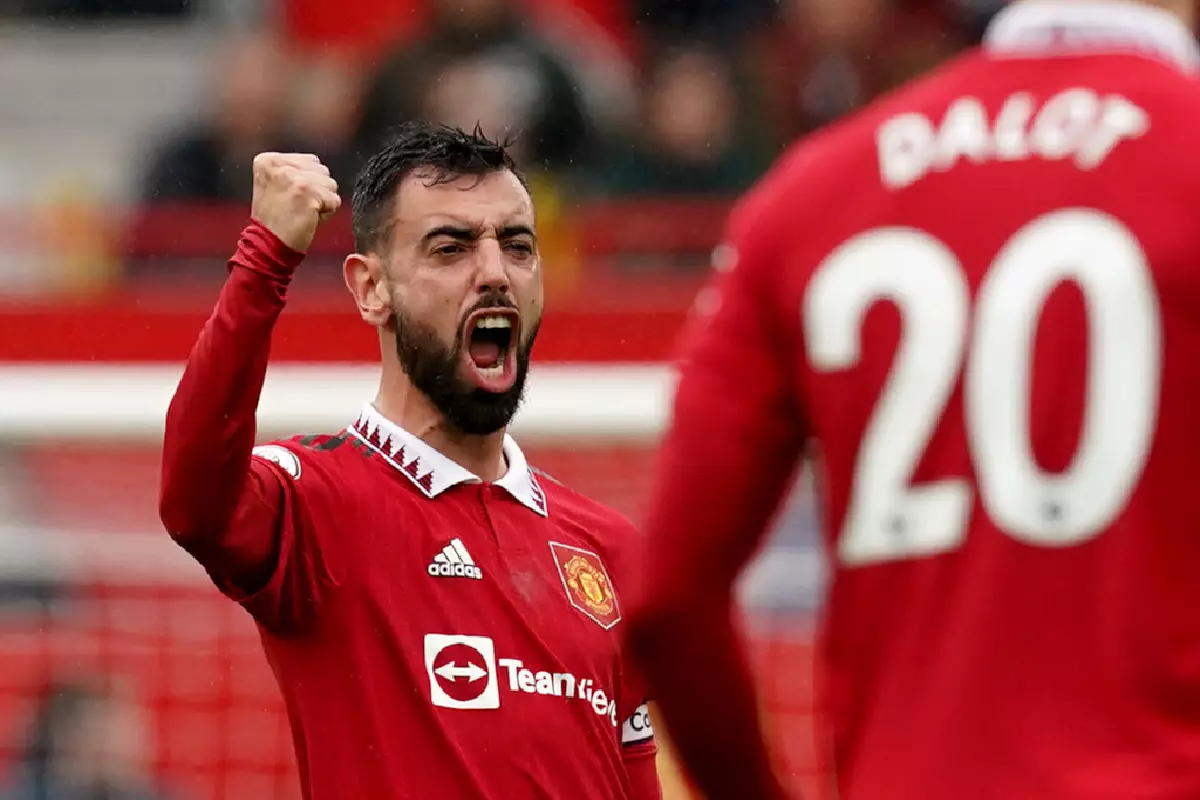 Bruno Fernandes scores against Villa April 2023